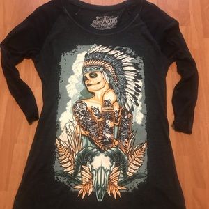 Thin black mid sleeve Secret Artist Society shirt